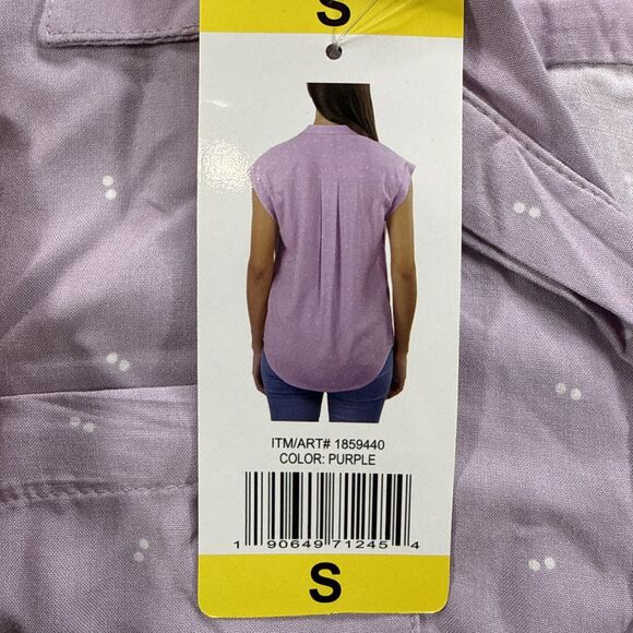 Jachs Girlfriend Women's Purple Button Front Cap Sleeve Blouse Size S NWT - Picture 2 of 6